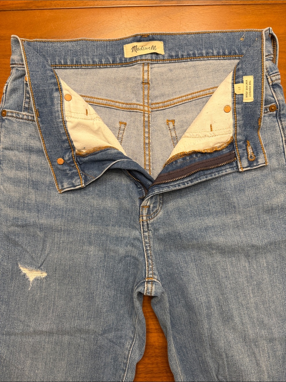 Madewell Light Blue Straight-Leg Jeans with Subtle Distress